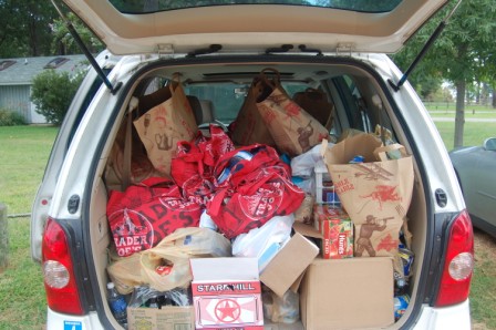 van loaded with provisions